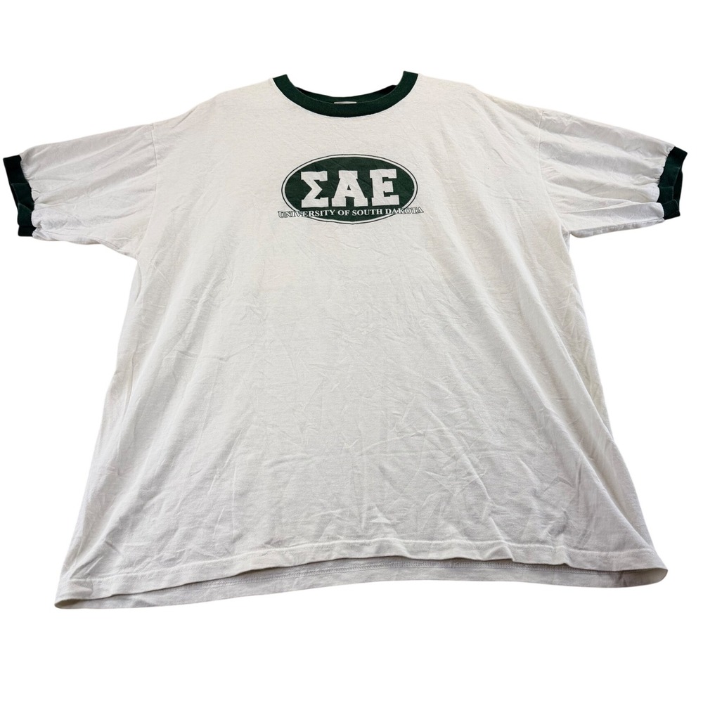 Anvil T-Shirt Mens XL White Sigma Alpha Epsilon SAE Ringer Univ South Dakota